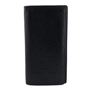 LOUIS VUITTON Long Wallet Purse M62900 leather black Monogram shadow Portefeuille Brazza mens Used | AlmaBagz