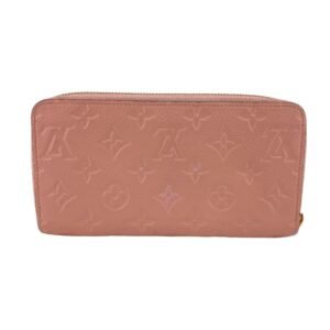 LOUIS VUITTON Long Wallet Purse M64090 leather pink Zip Around Monogram Ann Platt Zippy wallet Women Used | AlmaBagz