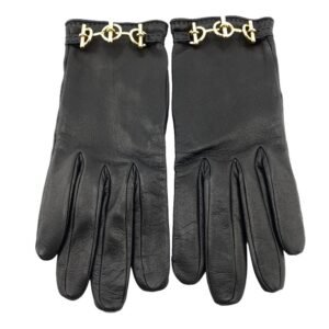 HERMES gloves leather black Chene Dunkle | AlmaBagz