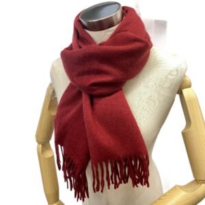 HERMES Scarf cashmere Red fringe Women(Unisex) Used | AlmaBagz