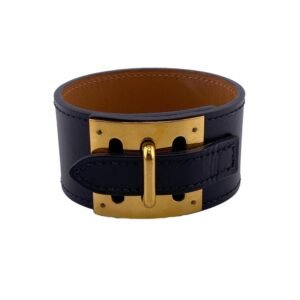 HERMES Bangle leather black Kelly bangle M | AlmaBagz