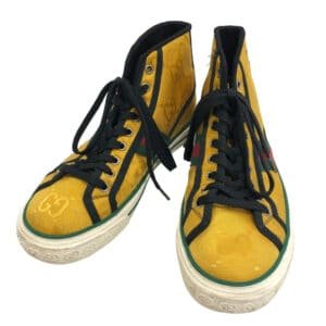 GUCCI sneakers fabric yellow Sherry Line GG Pattern TENNIS 1977 Women(Unisex) 6 1/2 Used | AlmaBagz