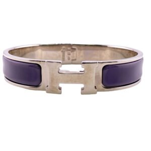 HERMES Bangle Gold Plated purple Click H bangle Fan Bangle | AlmaBagz