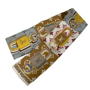 LOUIS VUITTON scarf M77674 silk beige Bandeau LV Unlocked Women Used | AlmaBagz