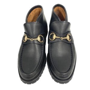 GUCCI boots 104 0088 leather black short boots Horsebit Women 35 1/2 Used | AlmaBagz