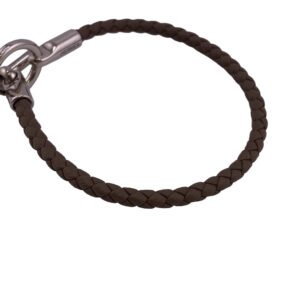 HERMES bracelet leather gray Braid Glenan Etoupe | AlmaBagz