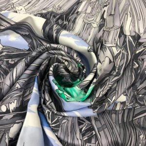 HERMES scarf silk gray La Vallee de Cristal Scenery of the Crystal Valley Carre90 | AlmaBagz