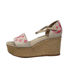 LOUIS VUITTON Sandals CL1210 canvas white Wedge sole 20 years 36 1/2 Monogram Star board line Women 36 1/2 Used | AlmaBagz