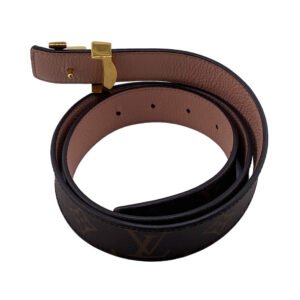 LOUIS VUITTON belt M0321 PVC, Leather Brown Monogram Sunture LV Initial 80/32 | AlmaBagz