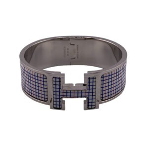 HERMES Bangle Enamel, Metal Silver Click crack GM | AlmaBagz