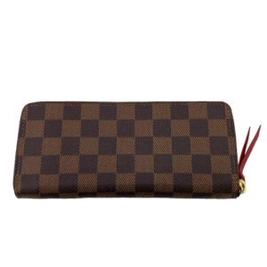 LOUIS VUITTON Long Wallet Purse N60534 leather Brown Zip Around Damier Portefeuille Clemence Women Used | AlmaBagz