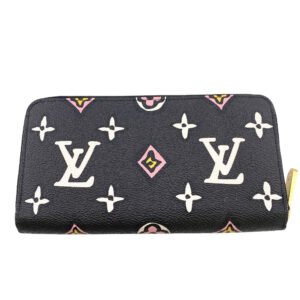 LOUIS VUITTON Long Wallet Purse M80683 leather black Zip Around Monogram wild at Heart Women Used | AlmaBagz