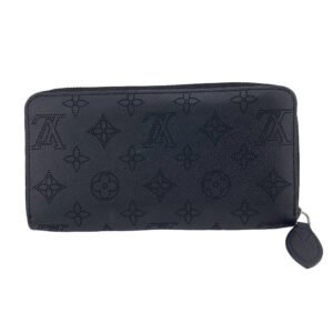 LOUIS VUITTON Long Wallet Purse M61867 Calfskin black Calf Black Mahina Zippy wallet | AlmaBagz