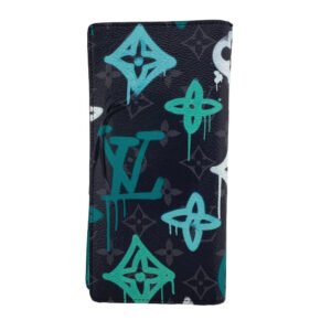 LOUIS VUITTON Long Wallet Purse M81846 leather black LV Graffiti Vert Portefeuille Brazza | AlmaBagz