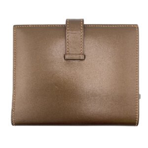 HERMES Bifold Wallet Calfskin Brown BEAN Compact | AlmaBagz