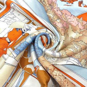 HERMES scarf silk Orange Rendez Vous Galant Carre70 | AlmaBagz