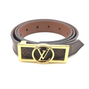 LOUIS VUITTON belt M0196 leather Brown Monogram Santur Dauphine reversible | AlmaBagz