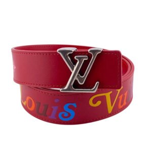 LOUIS VUITTON belt M096 Leather, Metal Red Monogram New Wave Santur 85/34 | AlmaBagz