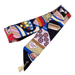 HERMES scarf silk black Patisserie Française | AlmaBagz