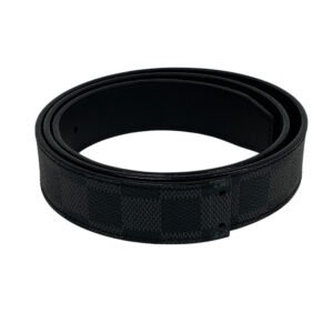 LOUIS VUITTON belt M9638 Leather, PVC black Damier Graphite Santur LVCUT 90/36 | AlmaBagz