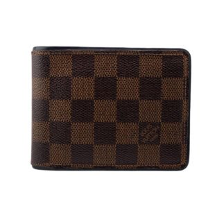 LOUIS VUITTON Bifold Wallet leather Brown Damier Portefeuille Slender mens Used | AlmaBagz