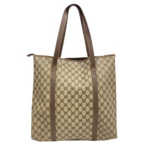 GUCCI Tote Bag 156 02 110 PVC coated canvas Brown 1 GG Supreme mens(Unisex) Used | AlmaBagz