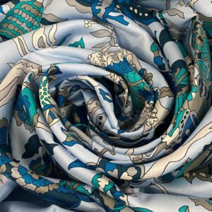 HERMES scarf silk blue Fantaisies indiennes Dazzling India Carre140 Women Used | AlmaBagz