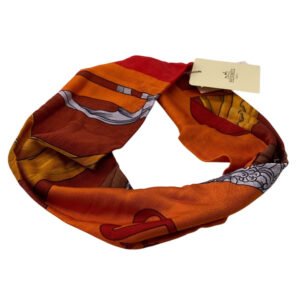 HERMES hair accessory silk Orange hair band Women Used | AlmaBagz