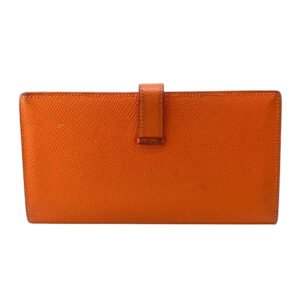 HERMES Long Wallet Purse leather Orange 2014 Epsom Beansufla Women Used | AlmaBagz