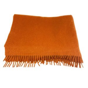 HERMES Scarf cashmere Orange 1 fringe(Unisex) Used | AlmaBagz