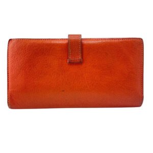 HERMES Long Wallet Purse Chevre Misol Orange Bean Women Used | AlmaBagz