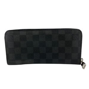 LOUIS VUITTON Long Wallet Purse N63095 leather black Damier Grafitte Zippy Wallet Vertical(Unisex) Used | AlmaBagz
