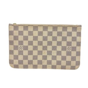 LOUIS VUITTON Pouch N41361 leather white Damier Azur Never full | AlmaBagz