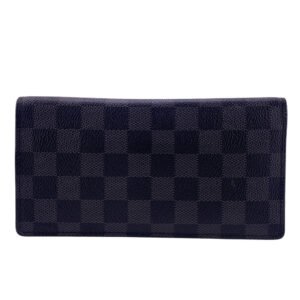 LOUIS VUITTON Long Wallet Purse N62227 leather black Damier Grafitte Ron mens Used | AlmaBagz