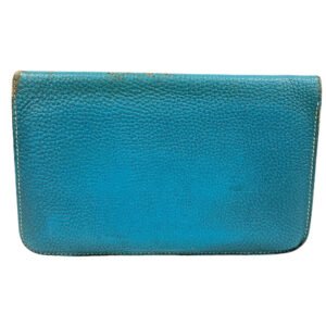 HERMES Long Wallet Purse leather Blue gene Dogon GM Women(Unisex) Used | AlmaBagz