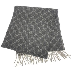 GUCCI Scarf cashmere gray GG pattern | AlmaBagz