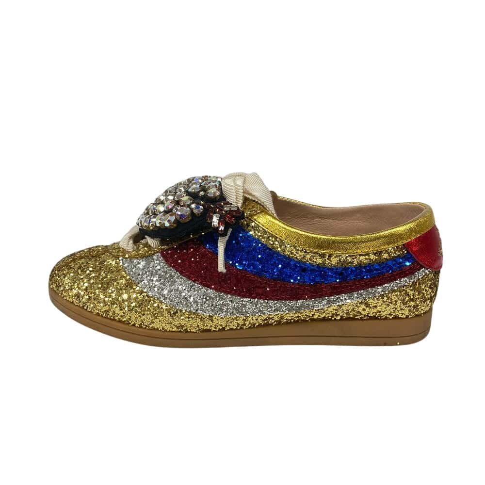 GUCCI sneakers 494609 Leather, Glitter multicolor Sequin Women 34 Used | AlmaBagz