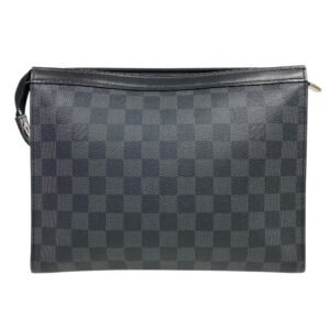LOUIS VUITTON Clutch bag N41696 Patent leather black Pochette Damier Grafitte Voyage MM mens Used | AlmaBagz