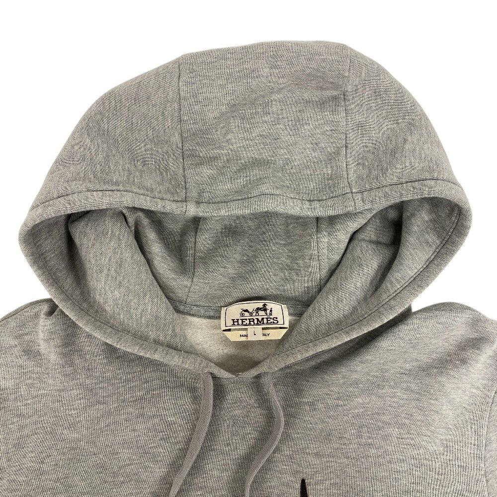 HERMES Hoodie cotton gray Super H L | AlmaBagz