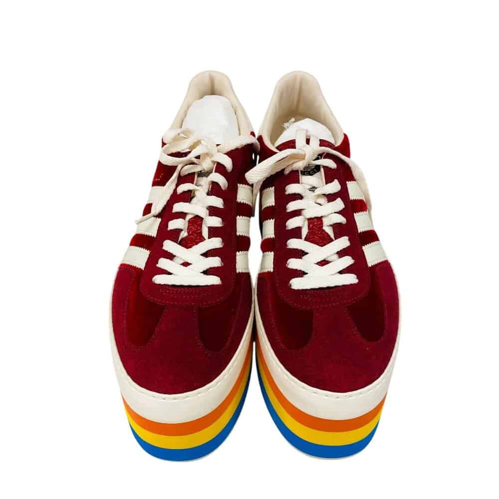 GUCCI sneakers 707871 Suede, Velvet Red Three Stripes 42 1/2 | AlmaBagz