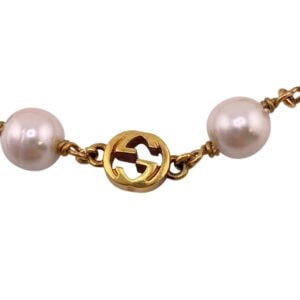 GUCCI bracelet Gold Plated gold Interlocking G Pearl Flower | AlmaBagz