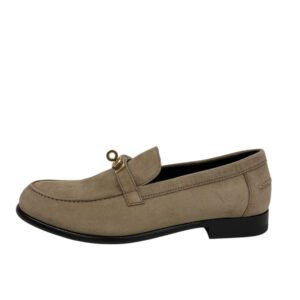 HERMES loafers suede beige Kelly Metal Desting 38.5 | AlmaBagz