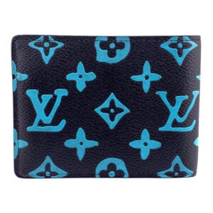 LOUIS VUITTON Bifold Wallet M82004 leather blue Monogram slender | AlmaBagz