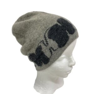 HERMES Knit cap cashmere gray H logo Knit hat ME | AlmaBagz