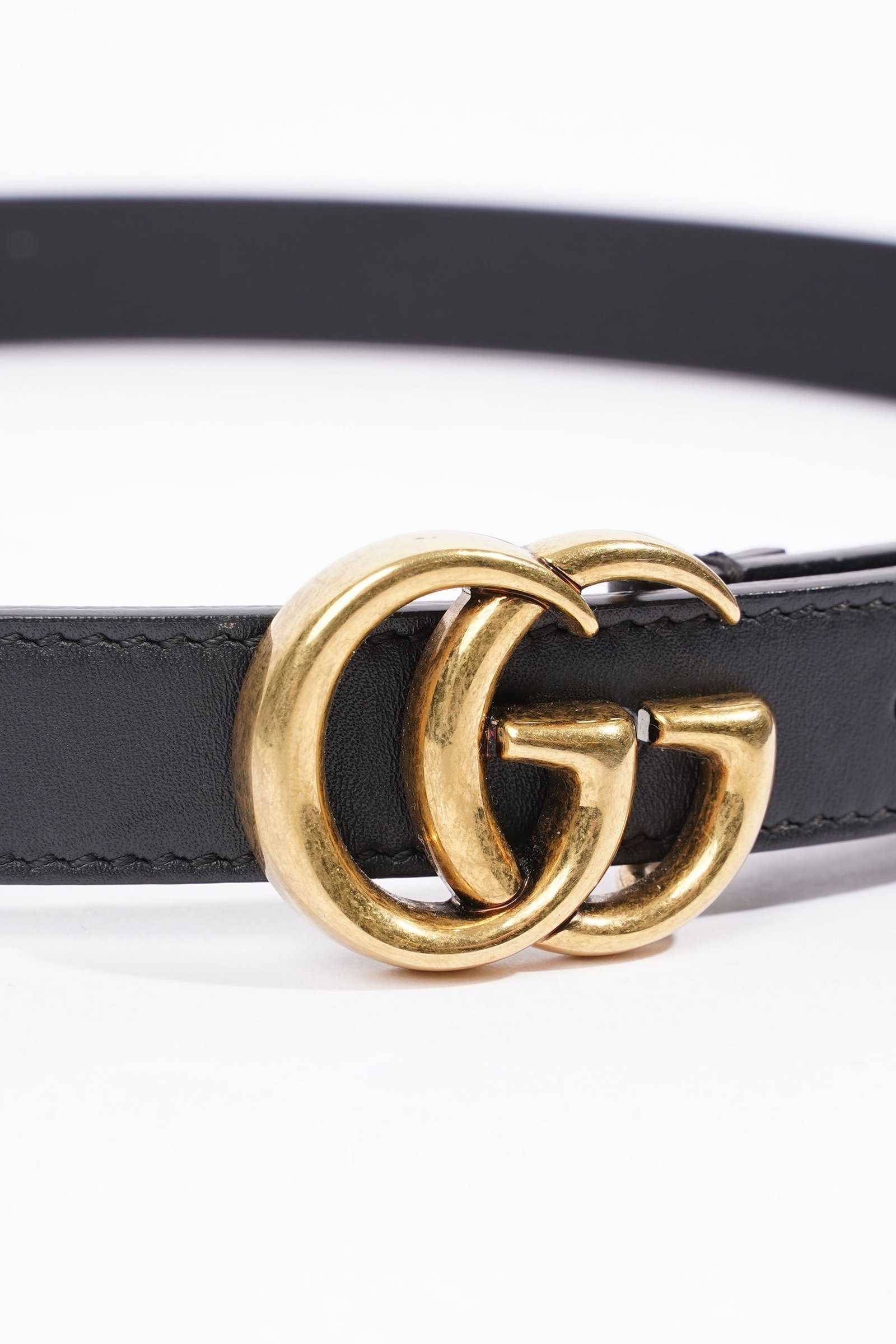 Gucci GG Marmont Belt Black / Gold Leather 75cm / 30" | AlmaBagz
