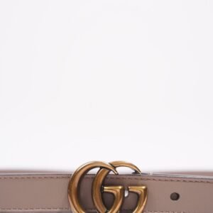 Gucci GG Marmont Belt Nude / Gold Leather 85cm | AlmaBagz