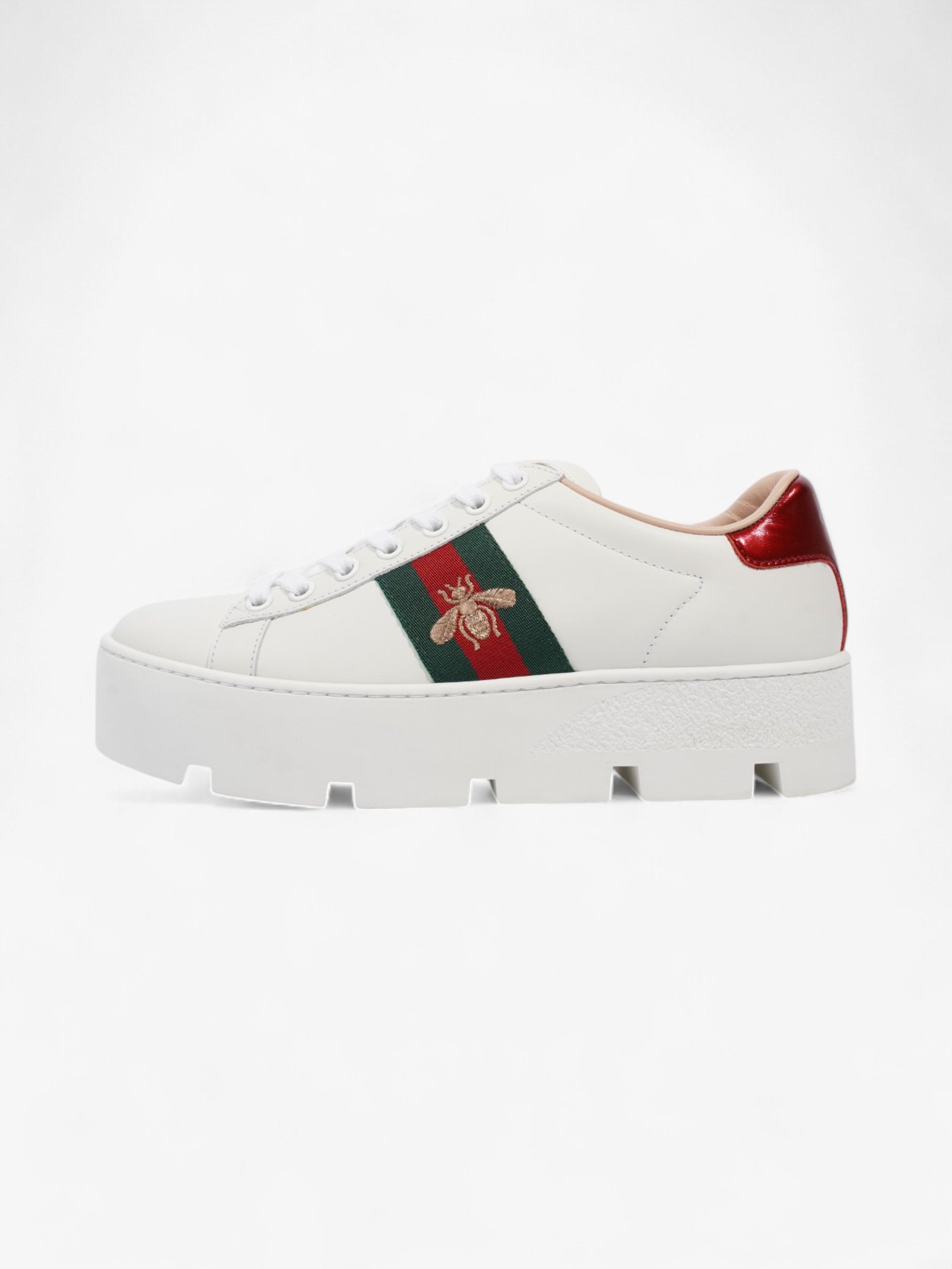 Gucci Ace Platform Sneakers White / Green / Red Leather EU 35.5 UK 2.5 | AlmaBagz - Image 4