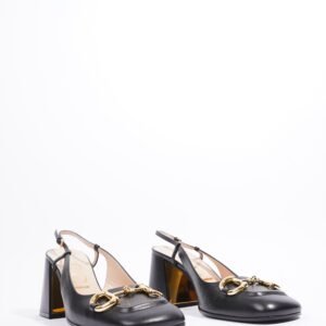 Gucci Mid Heel Sling Back With Horsebit Black Leather EU 38.5 UK 5.5 | AlmaBagz