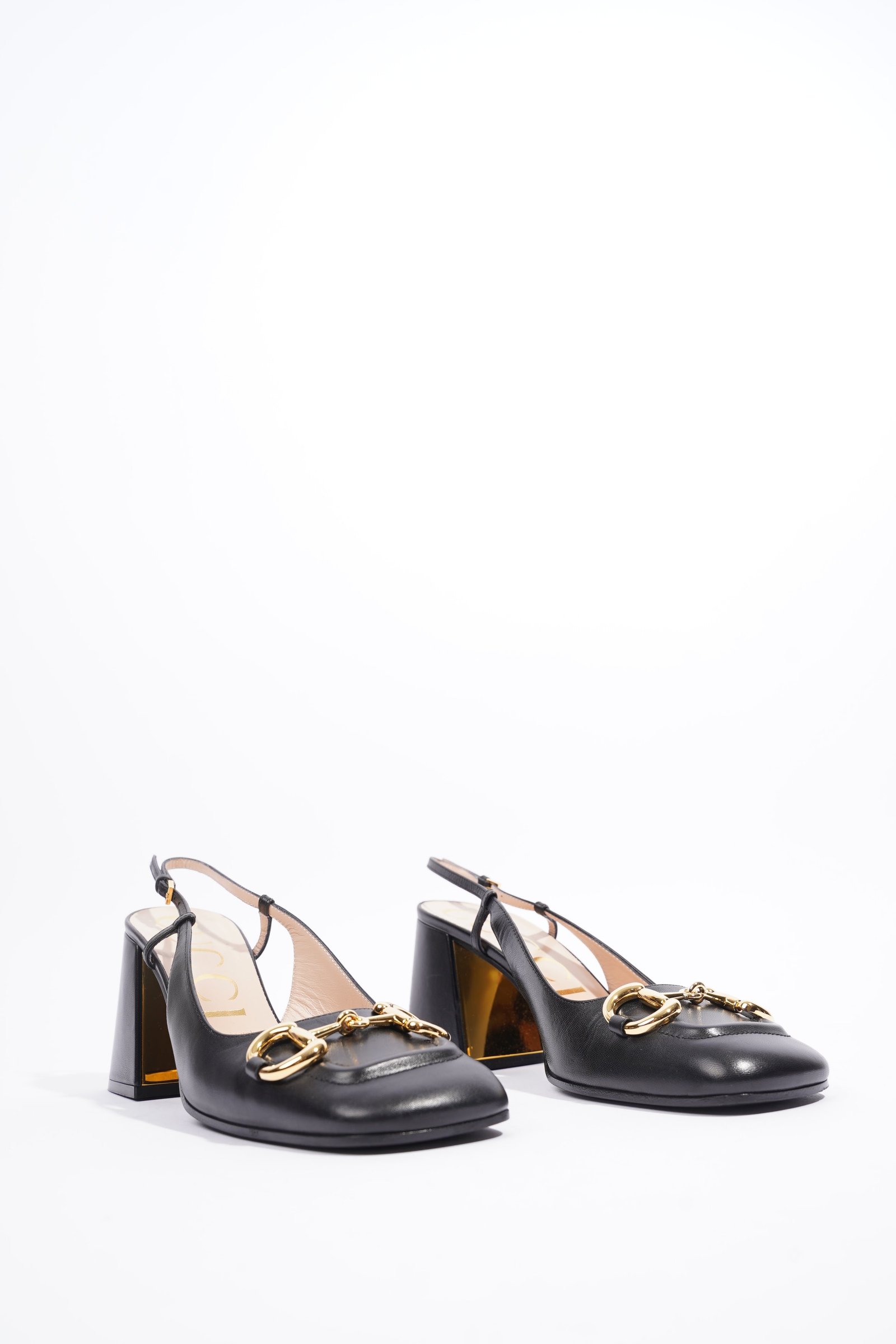 Gucci Mid Heel Sling Back With Horsebit Black Leather EU 38.5 UK 5.5 | AlmaBagz
