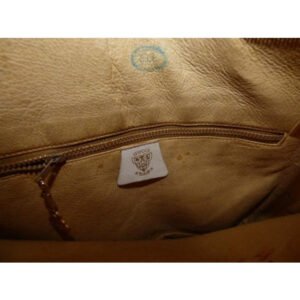 Gucci Vintage Camel Leather With Ivory Accents Satchel | AlmaBagz